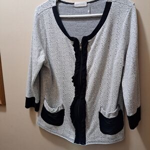 Women's Trouble At The Mill Black and White Cardigan Sweater